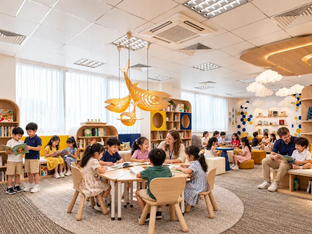 Giờ đọc sách tại thư viện First Light Academy