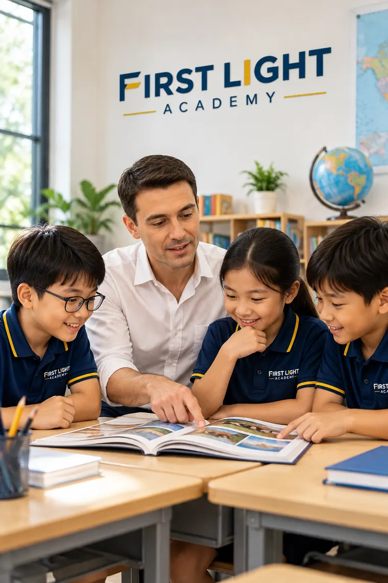 Giáo viên First Light cùng học sinh trong lớp học